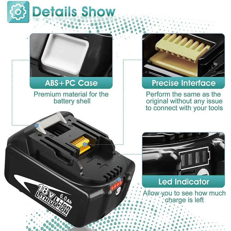 For Makita 18V 6.0Ah 6000mAh BL1830 BL1840 BL1850 BL1860 Lithium Battery by salelink.co.nz