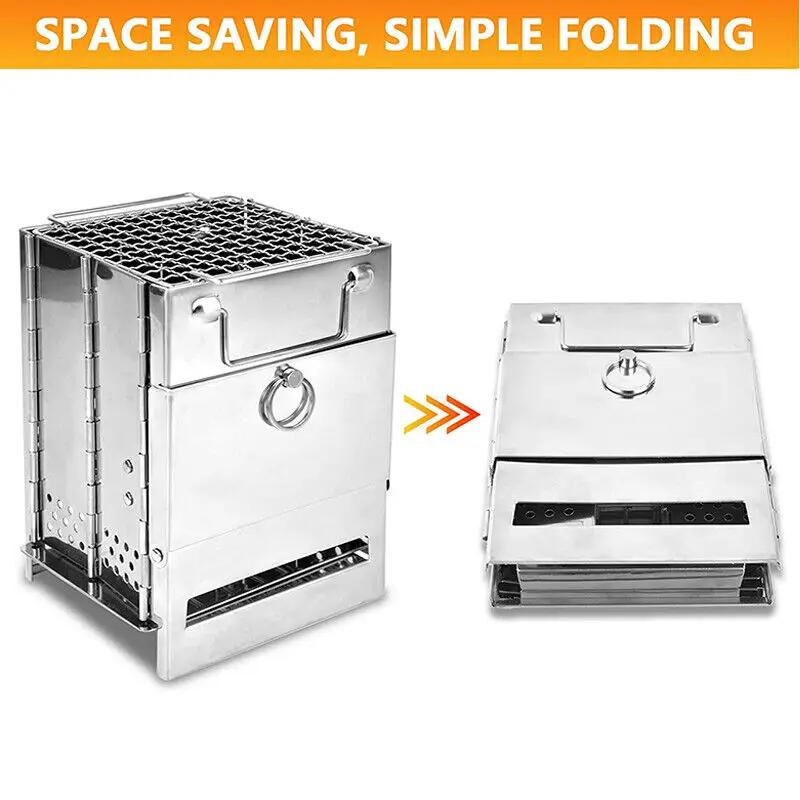 20x20x27cm Camping Stove Wood BBQ Gril Portable Outdoor by salelink.co.nz