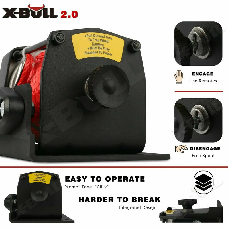 X-BULL Electric Winch Boat 3000LBS 12V Synthetic Rope Wireless Remote ATV UTV by salelink.co.nz