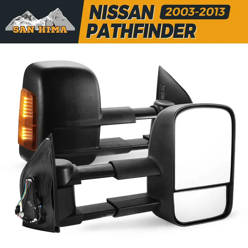 Towing Mirrors for Nissan Pathfinder MY 2003-2013 Black by salelink.co.nz