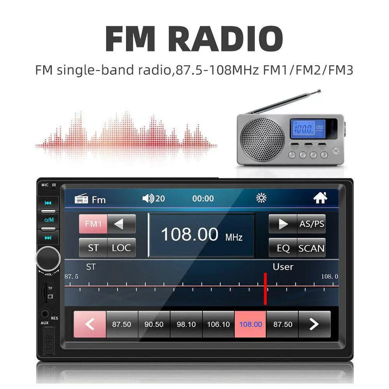 7" Double 2 DIN Bluetooth Head Unit Car Stereo Touch Screen Radio FM/TF/USB/AUX by salelink.co.nz