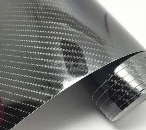 5D 1.51M x 50cm Gloss Black Carbon Fibre Fiber Vinyl Car Wrap Air Release Film by salelink.co.nz