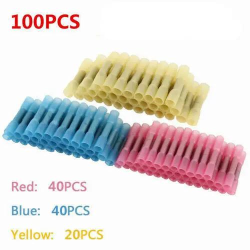 100PCS Heat Shrink Butt Wire Crimp Connectors Kit by salelink.co.nz