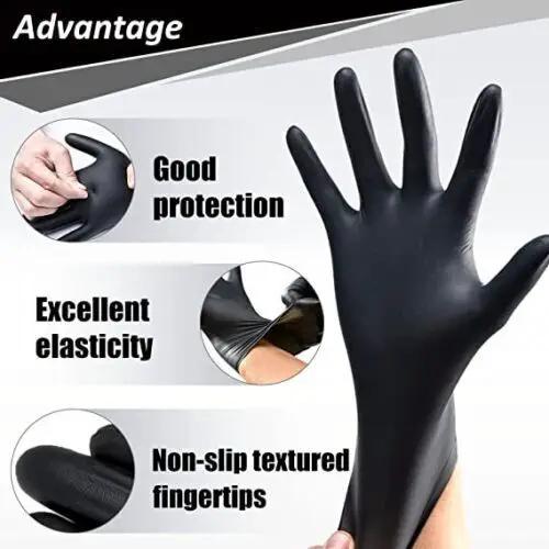 100x Disposable Nitrile Gloves Latex Powder Free Black Small by salelink.co.nz