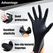100x Disposable Nitrile Gloves Latex Powder Free Black Medium by salelink.co.nz