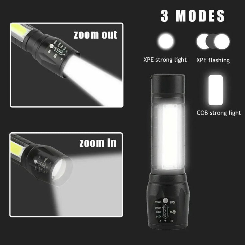 COB LED Mini Flashlight Torch Zoom by salelink.co.nz