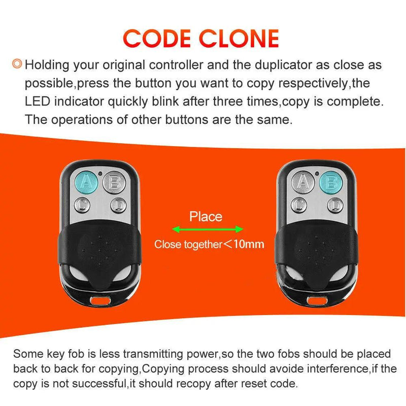 1x Universal Replacement Garage Door Gate Car Cloning Remote Control Key Fob by salelink.co.nz