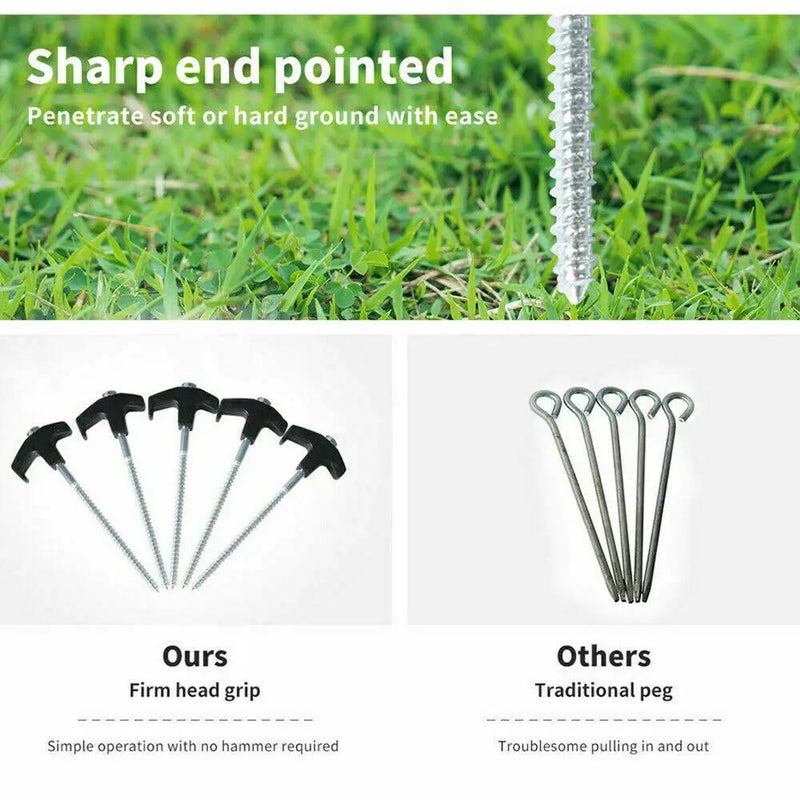 20x Camping Tent Pegs Heavy Duty Screw Steel In Ground Camping Outdoor Stakes by salelink.co.nz