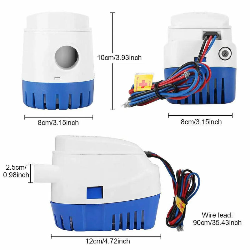 12V Bilge Pump Boat Automatic 1100GPH Submersible by salelink.co.nz