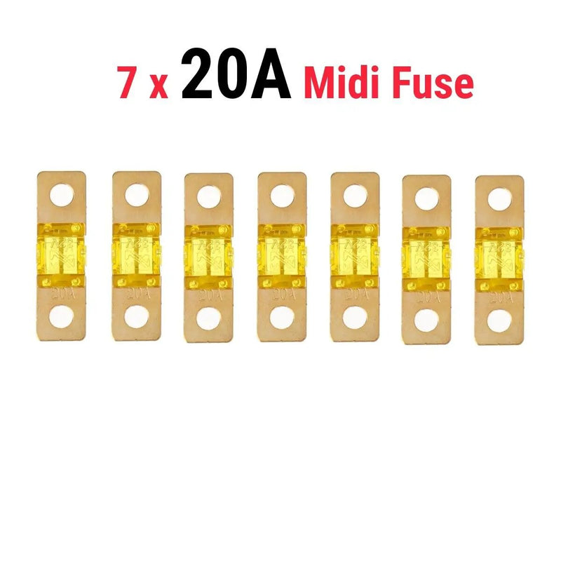 20A MIDI FUSE KIT 4 ANS Holder 7 x 20 AMP Fuses to suit Redarc BCDC Dual Battery by salelink.co.nz