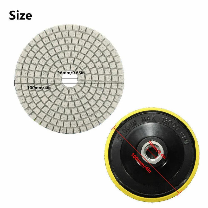 10Pcs Diamond Polishing Pads Wet Dry 4" Set for Granite Stone Concrete Marble by salelink.co.nz