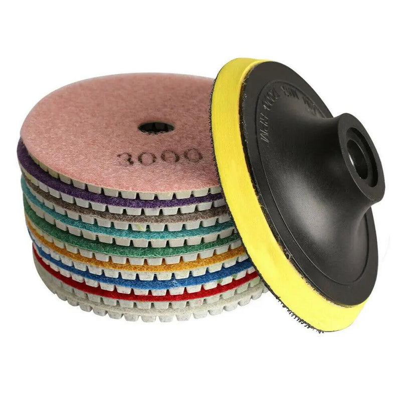 10Pcs Diamond Polishing Pads Wet Dry 4" Set for Granite Stone Concrete Marble by salelink.co.nz