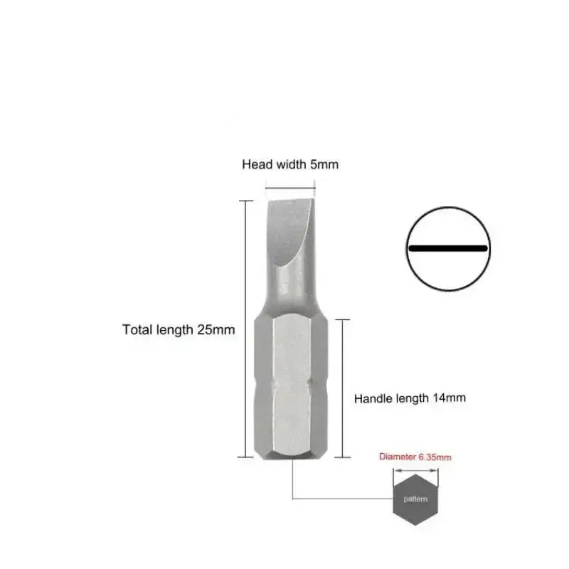 S2 Steel Slotted Screwdriver Bits Set – 1/4" Shank (6 different types available) by Habicare