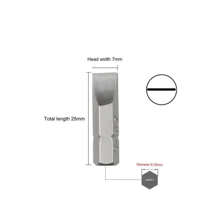 S2 Steel Slotted Screwdriver Bits Set – 1/4" Shank (6 different types available) by Habicare