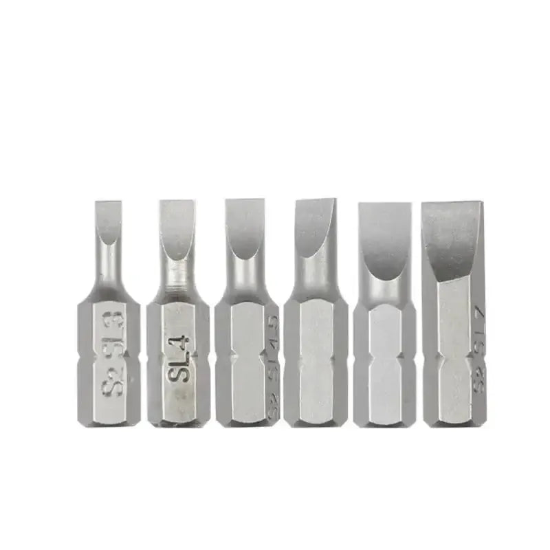 S2 Steel Slotted Screwdriver Bits Set – 1/4" Shank (6 different types available) by Habicare