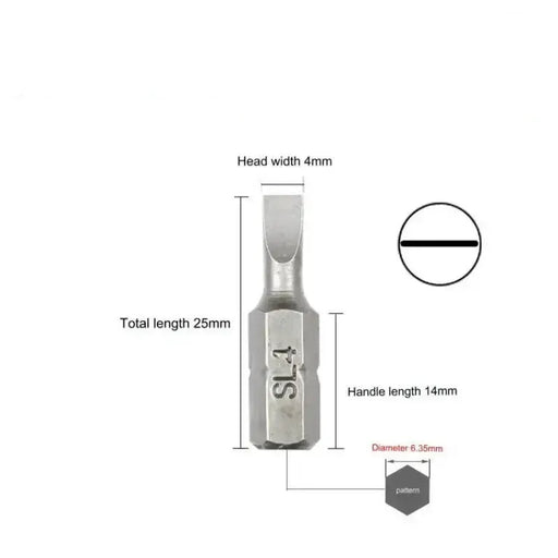 S2 Steel Slotted Screwdriver Bits Set – 1/4" Shank (6 different types available) by Habicare