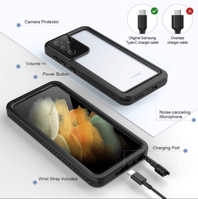 techplus Redpepper Waterproof Case for Samsung S21 Ultra | Full Protection Redpepper Waterproof Case For Samsung S21 Ultra