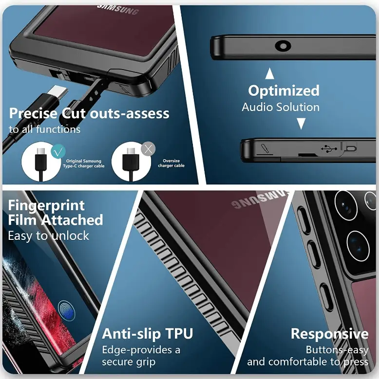 Redpepper Waterproof Case for Samsung S24 Ultra | Full Protection by techplus