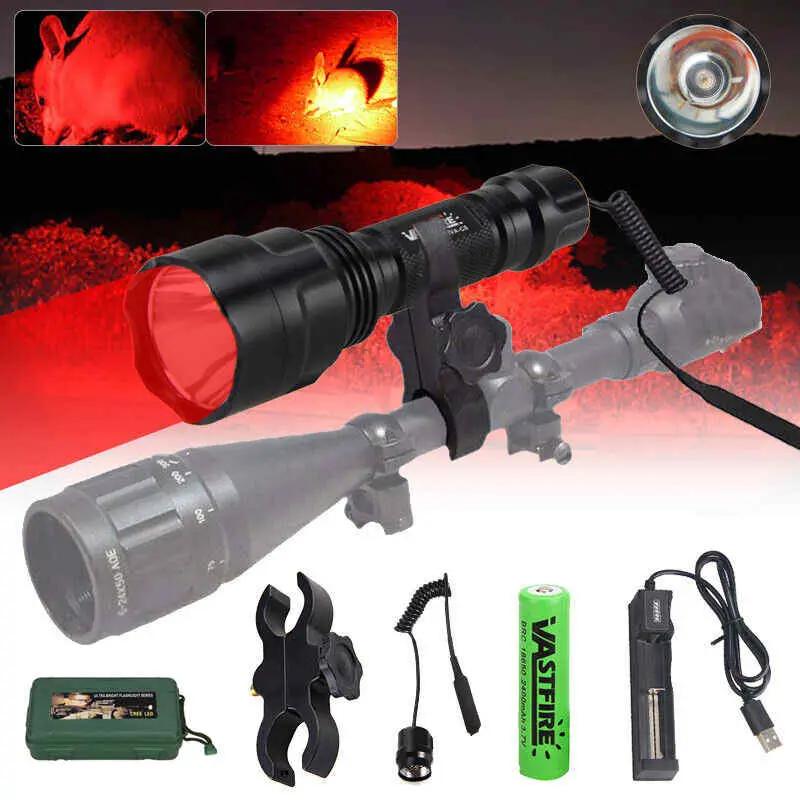 Tactical Red Flashlight Hunting Torch Light Camping Lamp Scope by salelink.co.nz