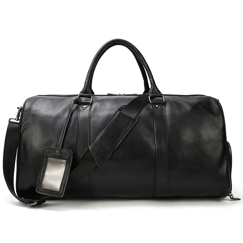 Leather Business Travel Bag - Premium Duffel with Multiple Compartments | Black & Bronze by Mead's Supply & Equipment Outfitters limited