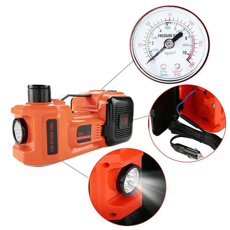 5Ton 12V Car Electric Hydraulic Floor Jack Lift + Impact Wrench Kit Box 3 in 1 by salelink.co.nz