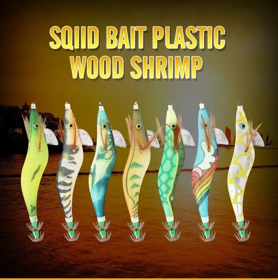 China China Saltwater Squid Jigs Slow Jigging Wooden Shrimp Lures Luminous Bait Fishing Cuttlefish Lure with Noctilucent Explosive Hook