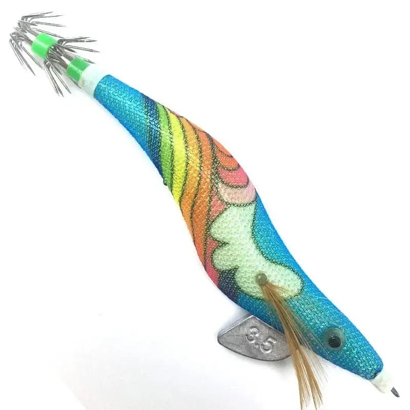 China China green / 3.5G 13.5cm Saltwater Squid Jigs Slow Jigging Wooden Shrimp Lures Luminous Bait Fishing Cuttlefish Lure with Noctilucent Explosive Hook