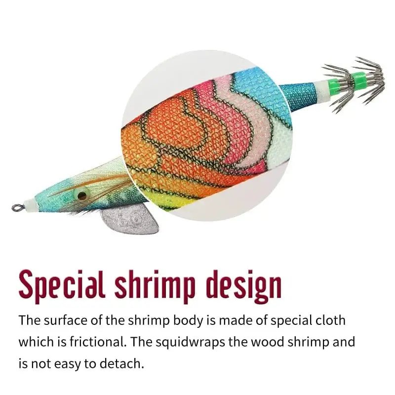 China China Saltwater Squid Jigs Slow Jigging Wooden Shrimp Lures Luminous Bait Fishing Cuttlefish Lure with Noctilucent Explosive Hook
