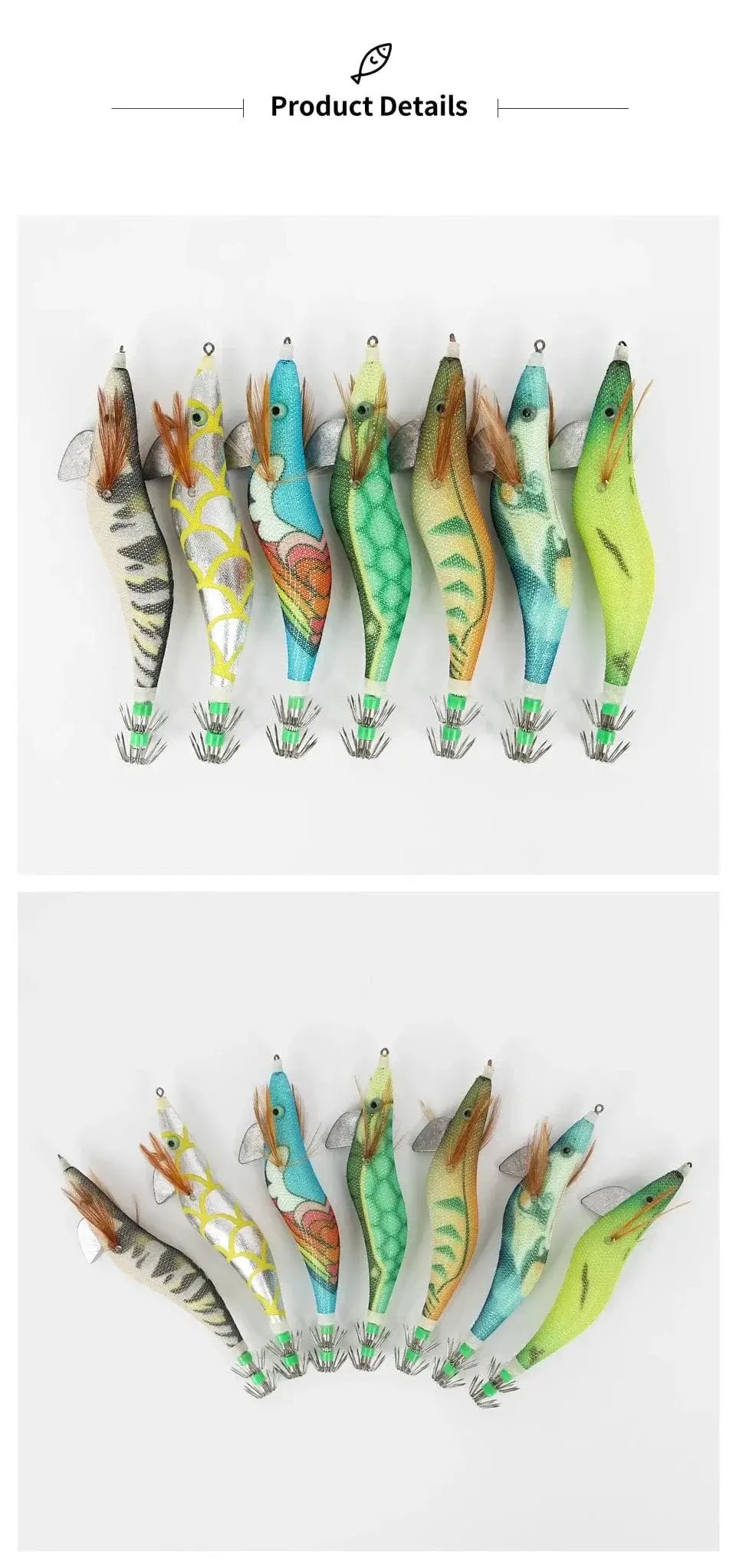 China China Saltwater Squid Jigs Slow Jigging Wooden Shrimp Lures Luminous Bait Fishing Cuttlefish Lure with Noctilucent Explosive Hook