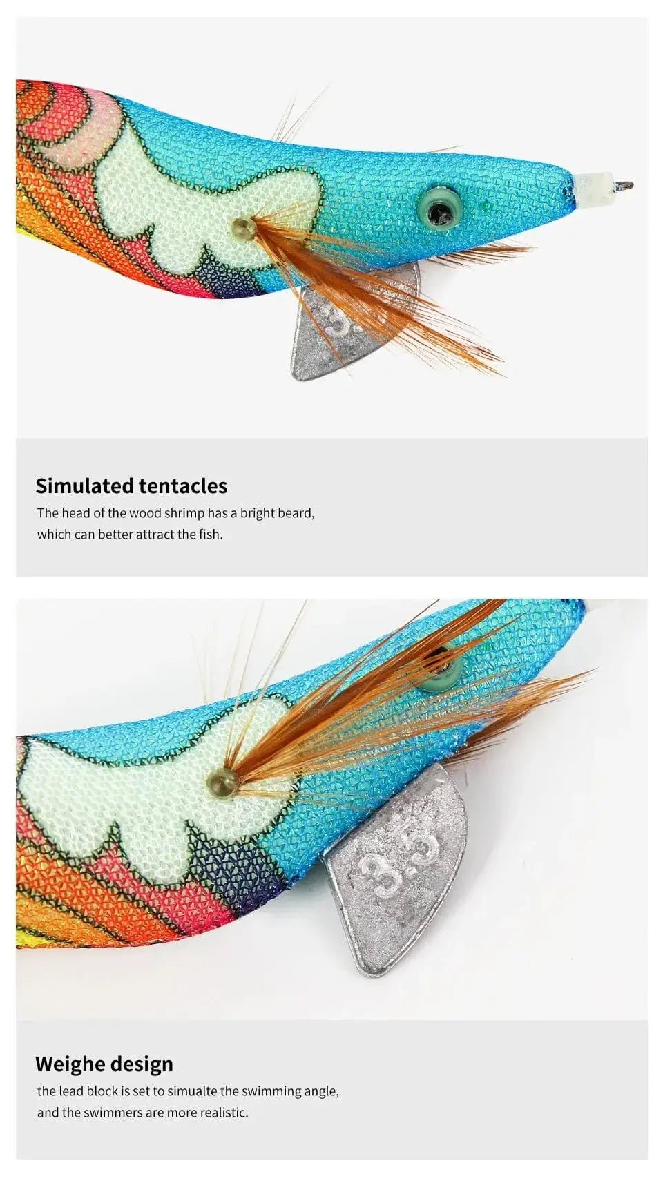 China China Saltwater Squid Jigs Slow Jigging Wooden Shrimp Lures Luminous Bait Fishing Cuttlefish Lure with Noctilucent Explosive Hook