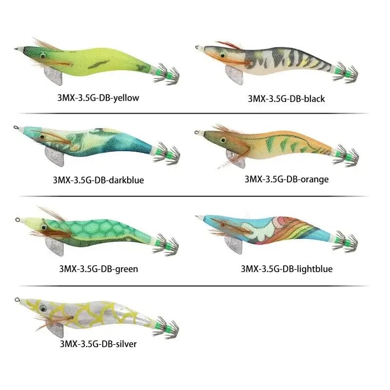 China China Saltwater Squid Jigs Slow Jigging Wooden Shrimp Lures Luminous Bait Fishing Cuttlefish Lure with Noctilucent Explosive Hook