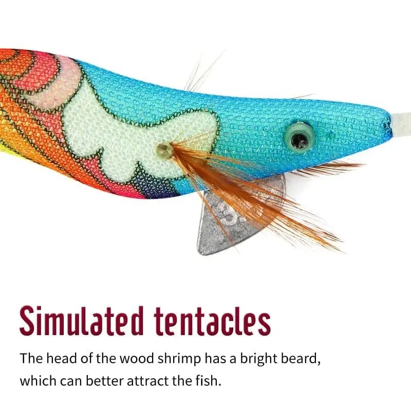 China China Saltwater Squid Jigs Slow Jigging Wooden Shrimp Lures Luminous Bait Fishing Cuttlefish Lure with Noctilucent Explosive Hook