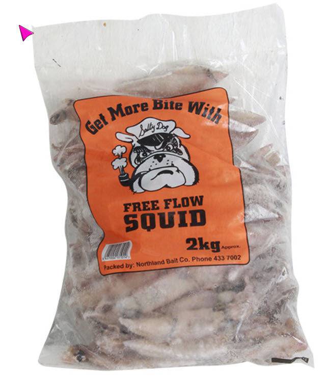 2kg Squid Free flow Frozen Salty Dog - Action Outdoors Kiwi