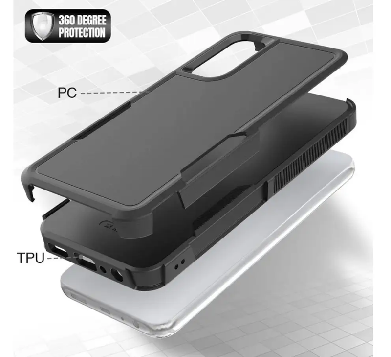 Samsung Galaxy A05 Dual Layer Armor Hard Case – Black by techplus