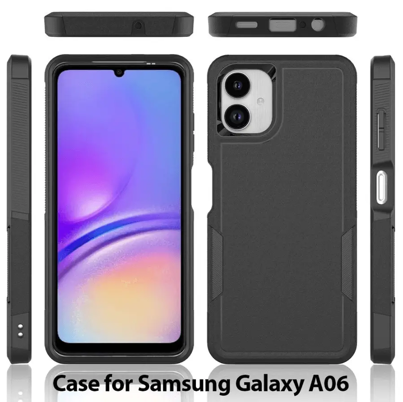 Samsung Galaxy A06 4G Dual Layer Armor Hard Case – Black by techplus