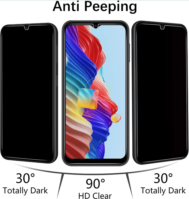 techplus Samsung Galaxy A14 Privacy Tempered Glass Screen Protector (2 Pack) – 9H HD Anti-Spy, 2.5D Rounded Edge, Impact & Scratch Resistant Samsung Galaxy A14 Privacy Tempered Glass Screen Protector (2 Pack) – 9H HD Anti-Spy, 2.5D Rounded Edge, Impact & Scratch Resistant