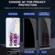 Samsung Galaxy A36 5G Privacy Tempered Glass Screen Protector – 9H HD Anti-Spy, 2.5D Rounded Edge, Impact & Scratch Resistant by techplus