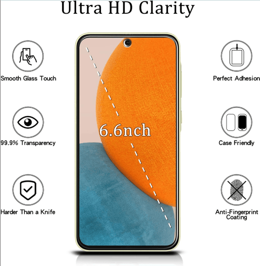 techplus Samsung Galaxy A35 5G Tempered Glass Screen Protector (2 Pack) – 9H HD Clear 2.5D Rounded Edge Samsung Galaxy A35 5G Tempered Glass Screen Protector (2 Pack) – 9H HD Clear 2.5D Rounded Edge