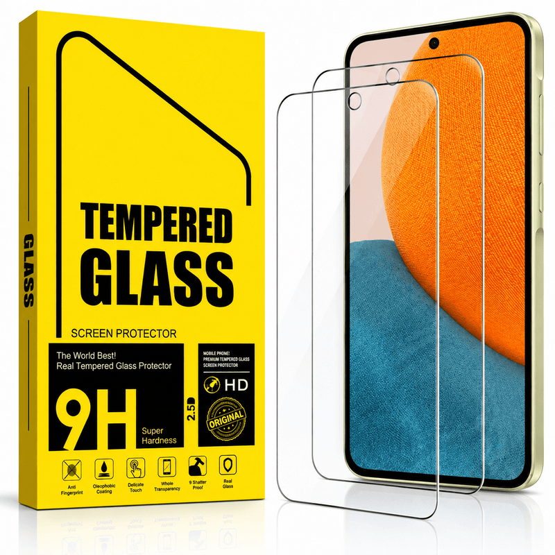 Samsung Galaxy A37 5G Tempered Glass Screen Protector (2 Pack) – 9H HD Clear 2.5D Rounded Edge by techplus