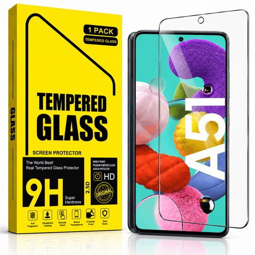 techplus Screen protector Samsung Galaxy A51 Tempered Glass Screen Protector – 9H HD Clear 2.5D Rounded Edge Samsung Galaxy A51 Tempered Glass Screen Protector 9H