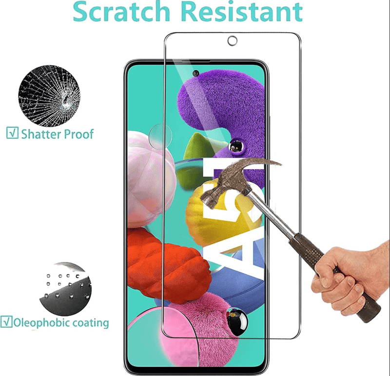 techplus Samsung Galaxy A51 Tempered Glass Screen Protector 2 Pack 9H HD Clear Samsung Galaxy A51 Tempered Glass Screen Protector