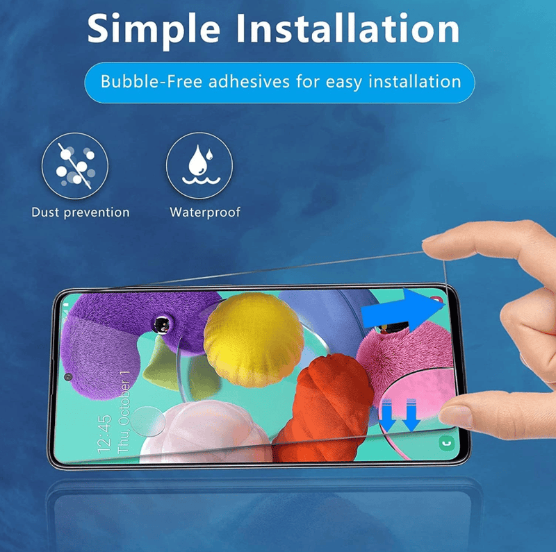 techplus Samsung Galaxy A51 Tempered Glass Screen Protector 2 Pack 9H HD Clear Samsung Galaxy A51 Tempered Glass Screen Protector