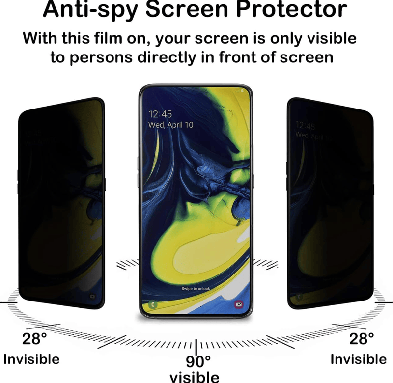 techplus Samsung Galaxy A80 Privacy Tempered Glass Screen Protector 9H Anti Spy 2.5D Samsung Galaxy A80 Privacy Glass Screen Protector