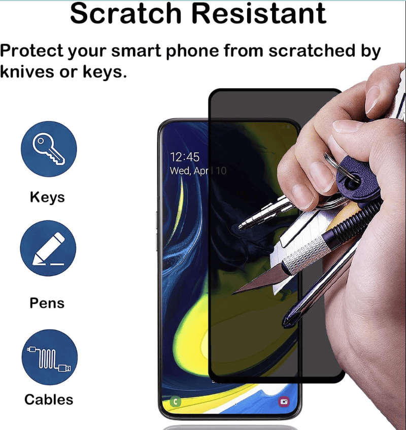 techplus Samsung Galaxy A80 Privacy Tempered Glass Screen Protector 2 Pack 9H Anti Spy Samsung Galaxy A80 Privacy Glass Screen Protector