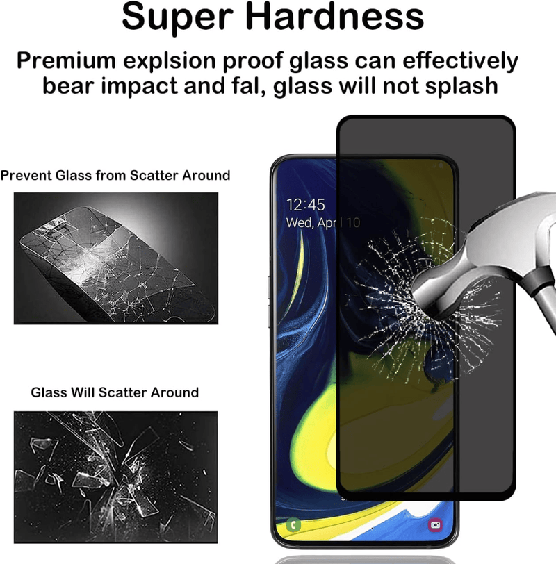 techplus Samsung Galaxy A80 Privacy Tempered Glass Screen Protector 9H Anti Spy 2.5D Samsung Galaxy A80 Privacy Glass Screen Protector
