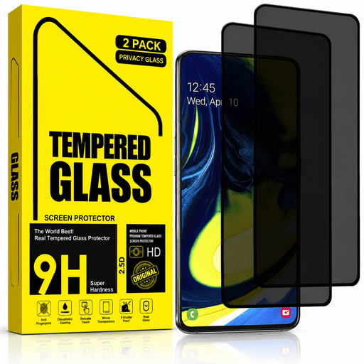techplus Samsung Galaxy A80 Privacy Tempered Glass Screen Protector 2 Pack 9H Anti Spy Samsung Galaxy A80 Privacy Glass Screen Protector