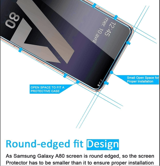 techplus Samsung Galaxy A80 Tempered Glass Screen Protector 2 Pack 9H HD Clear Samsung Galaxy A80 Tempered Glass Screen Protector
