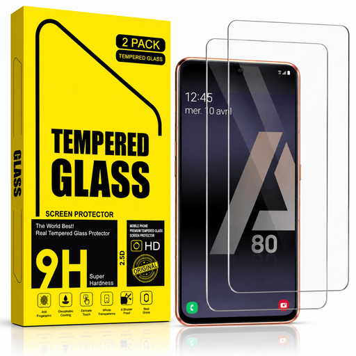 techplus Samsung Galaxy A80 Tempered Glass Screen Protector 2 Pack 9H HD Clear Samsung Galaxy A80 Tempered Glass Screen Protector