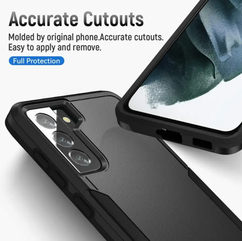 Samsung Galaxy S21 FE Dual Layer Armor Hard Case – Black by techplus