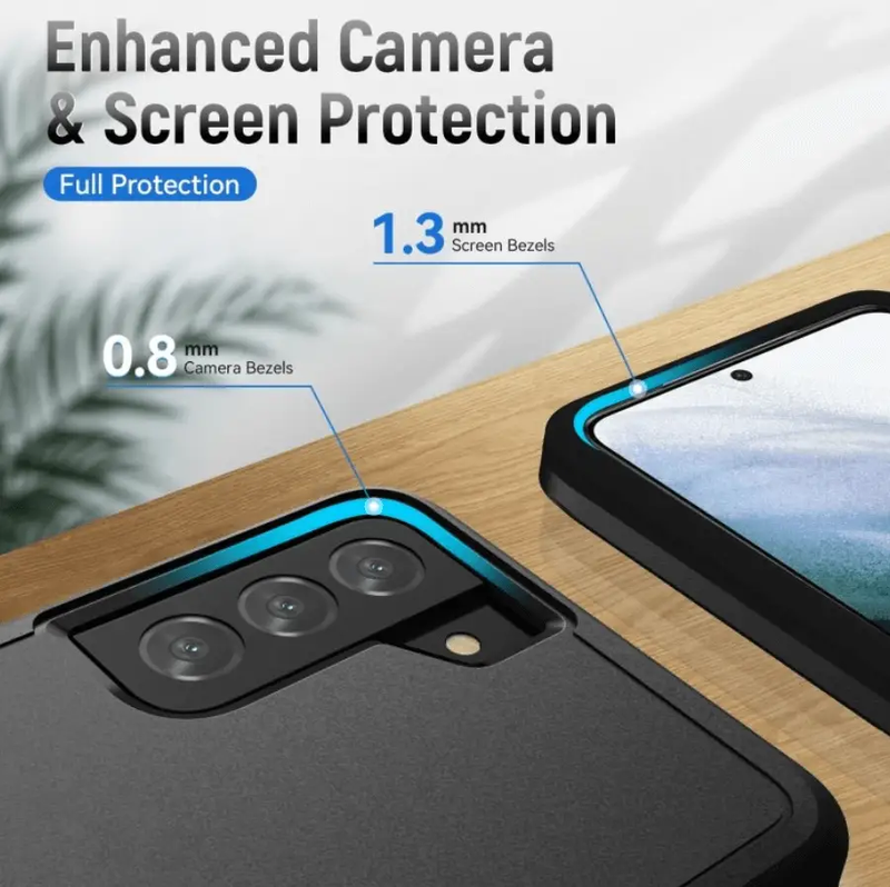 Samsung Galaxy S21 FE Dual Layer Armor Hard Case – Black by techplus